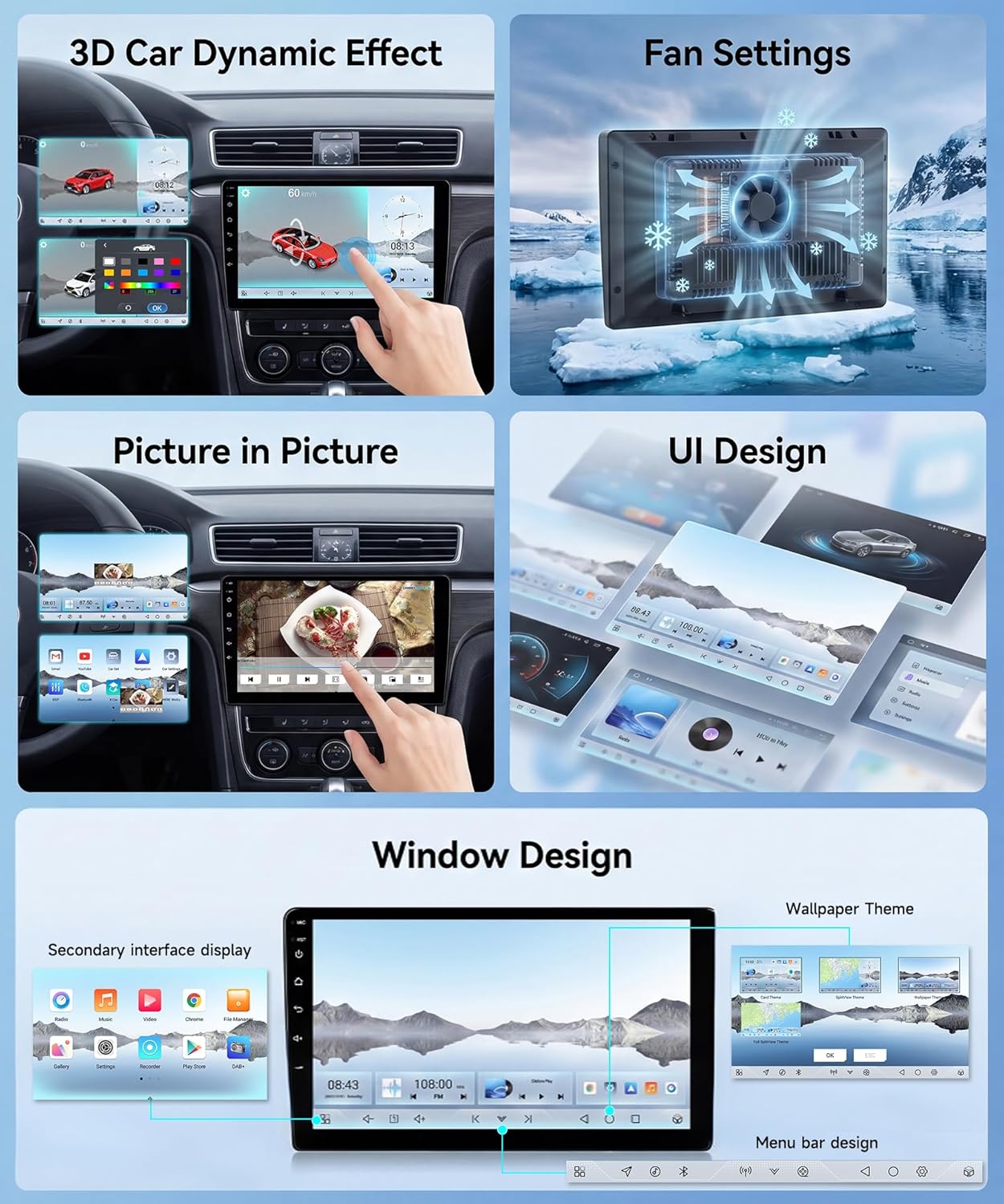 Qualcomm 8-core 4G+64G Car Stereo Radio for Toyota Tundra 2007-2013/Toyota Sequoia 2008-2019 5GWifi, 10.1" 1280P QLED Touchscreen Radio with Carplay Android Auto BT5.1 DSP SWC GPS Backup Camera