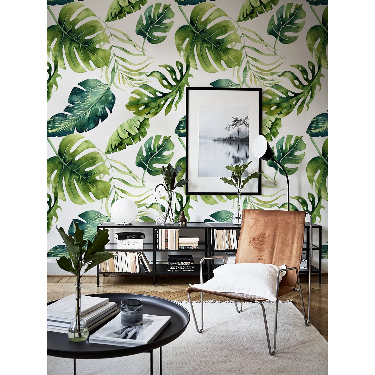 Papier Peint Muraux 290x290cm Coloray Motif Feuilles pour Salon