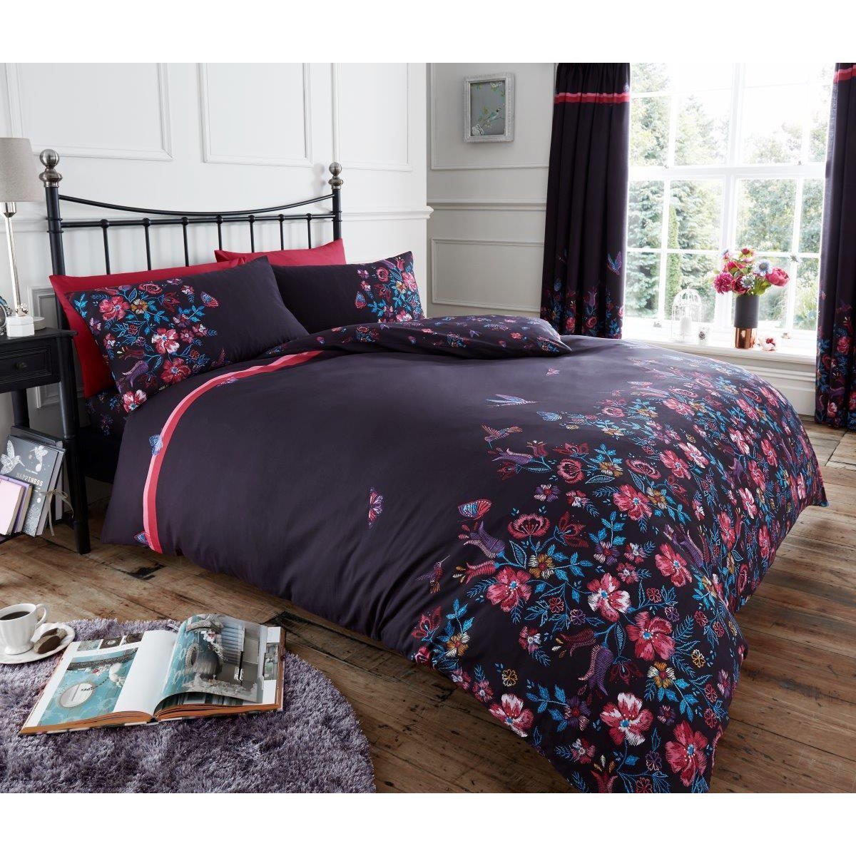 Gaveno Cavailia Luxurious MARIA Bed Set including Duvet Cover and Pillow Cases, Polyester-Cotton, Purple, King