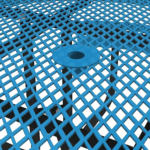 Miniatura 5 de Norwood Commercial Furniture - Mesa de picnic redonda de 46 pulgadas con bancos y agujero para paraguas, mesa de picnic portátil de acero de grado