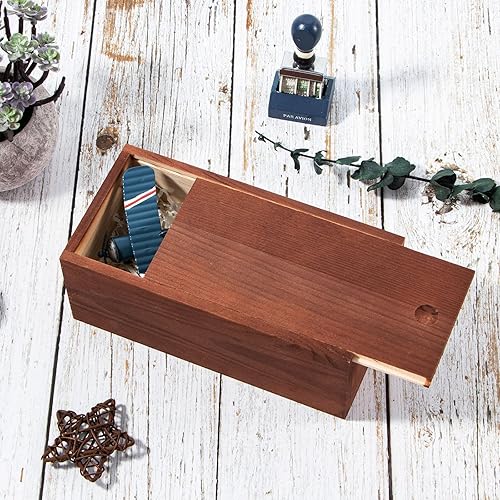 Miniatura 8 de Caja de madera vintage con tapa deslizante, caja de almacenamiento de madera, cajas de regalo de madera rústica para aficiones al arte, amantes del