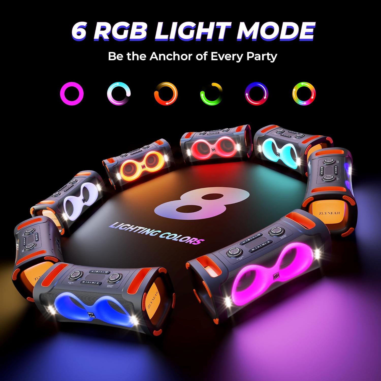 Party Bluetooth Speaker: 300W Peak Powerful Loud Stereo Sound Deep Bass, Large Portable Wireless Speakers with Subwoofer, TWS Dynamic Light Show 15H Playtime for Outdoor Camping Backyard Beach - Image 4