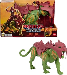 Figurine Battle Cat de Masters of the Universe du film de 2026 avec Chomp et 5 rugissements différents, créature tigre de 5,5 po avec armure