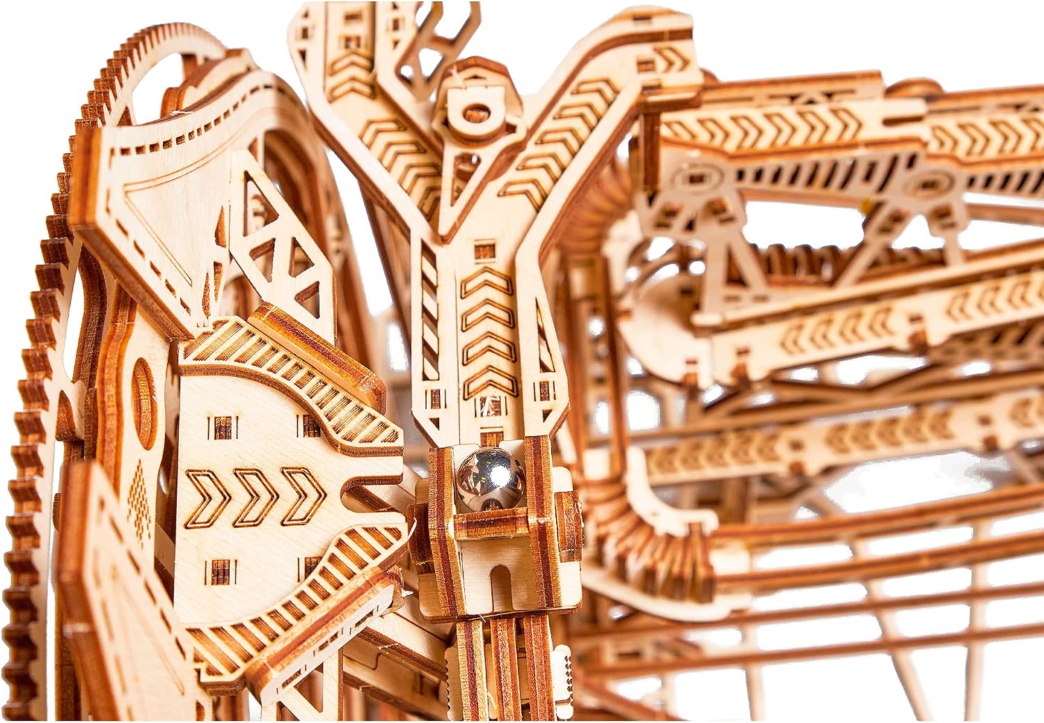 Wood Trick Galaxy Marble Run 3D Wooden Puzzles for Adults and Kids to Build, 15x12.6, Electric Driven - Image 5