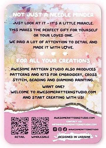 Miniatura 2 de Awesome Pattern Studio Needle Minder Set - Mandala Bee Magnetic Needle Minder + 2 empujadores de agujas. Pin de esmalte para punto de cruz, bordado