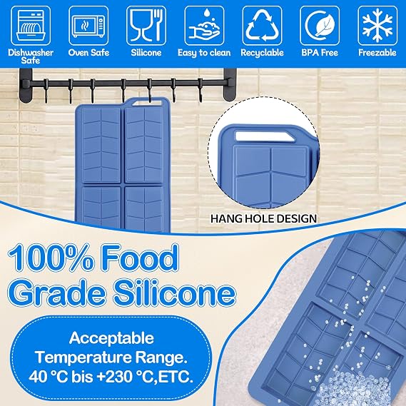 1Pcs Chocolate Bar Mold 0.82inch Deep,Dubai Silicone Chocolate Molds(Z2)