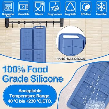 1Pcs Chocolate Bar Mold 0.82inch Deep,Dubai Silicone Chocolate Molds(Z2)