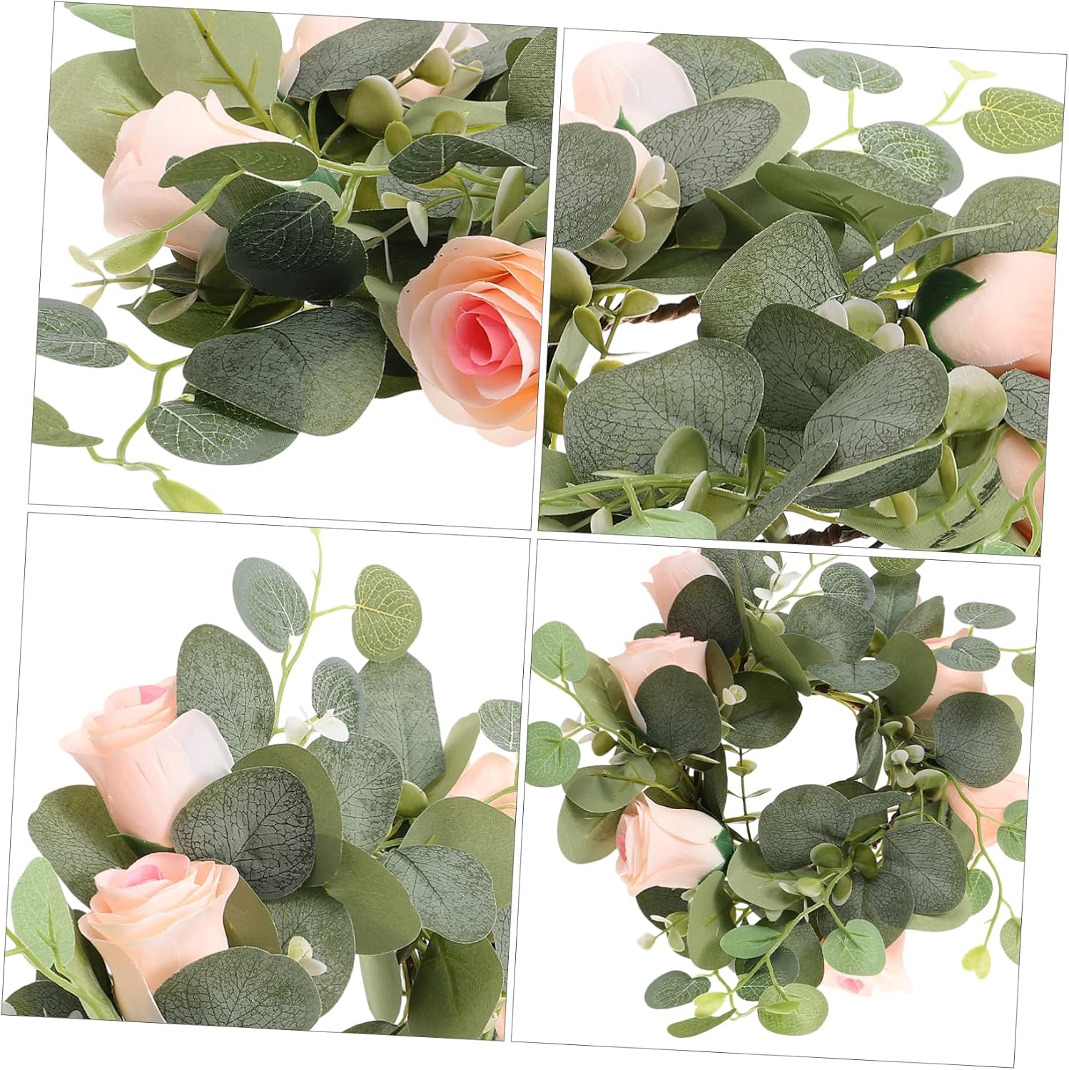 2pcs Artificial Plant Wreath Fake Flower Wreath Front Door Welcome Tea Light Ring Modern Decor