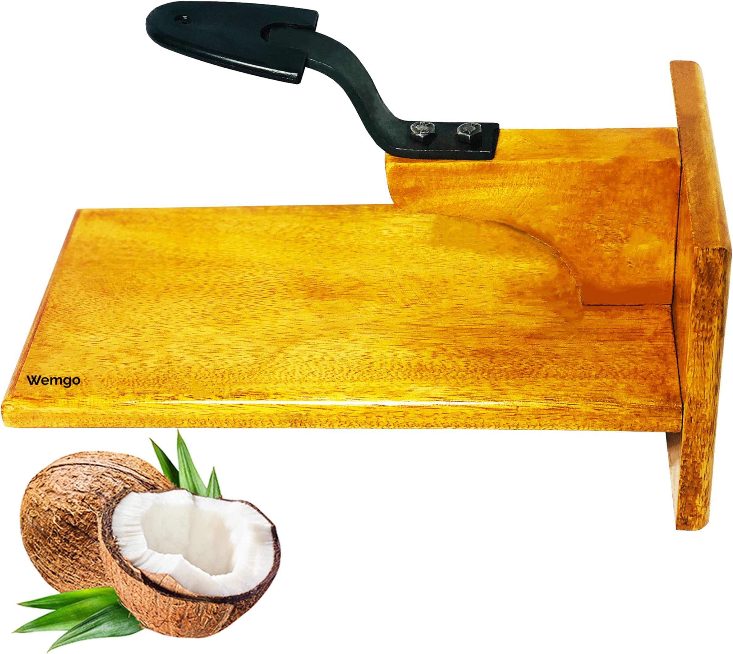 Polished Wooden Table Top Coconut Scraper Chirava Grater Thengai Thuruvi for Kitchen (28 x 14x 15 cm)