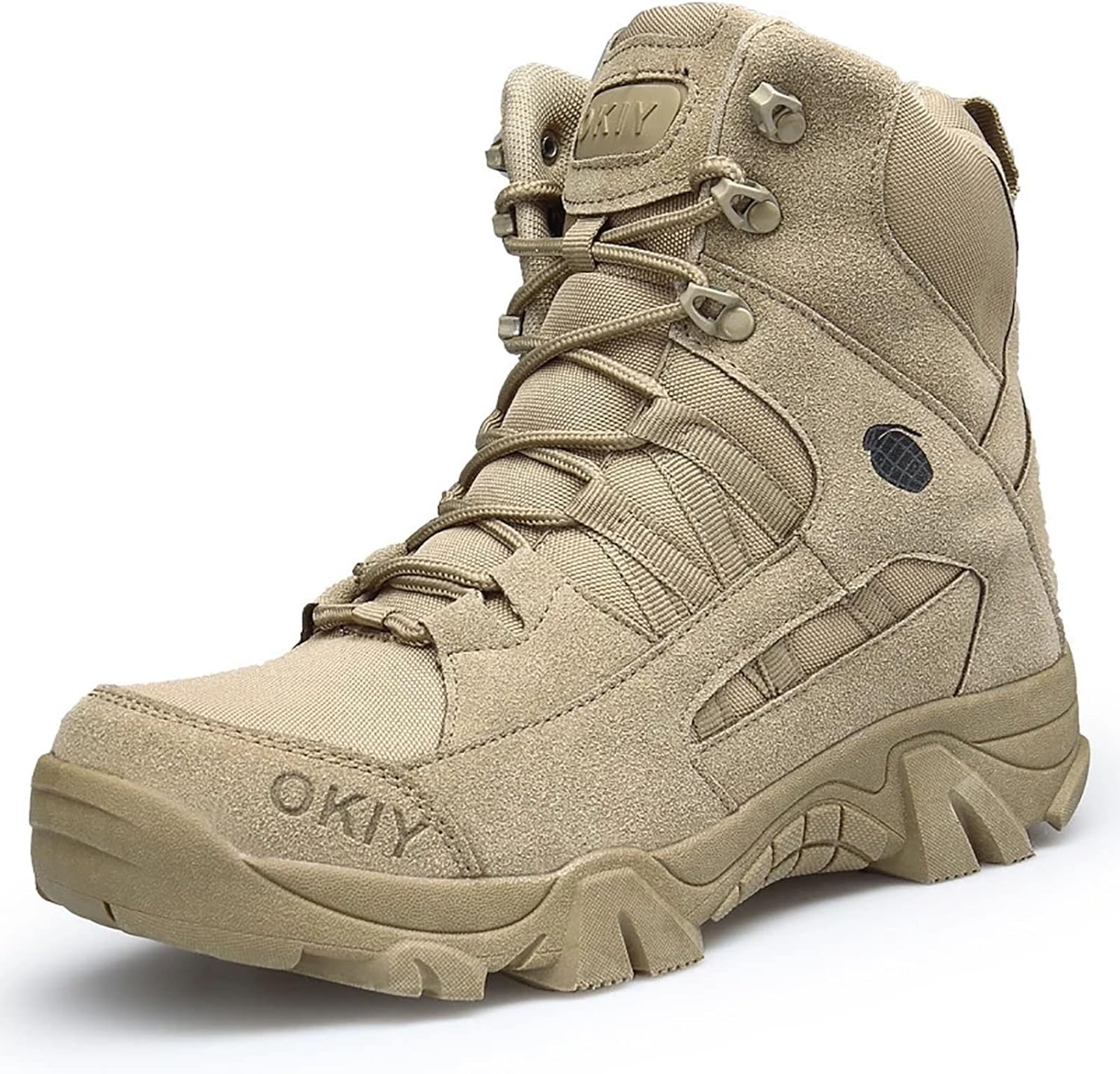 Waterproof Military Tactical Boots for Men, Outdoor Lace-up Sports Non-Slip Work Boots, Durable Suede Leather and Rubber Sole Military Desert Boots (Color : Yellow, Size : 8)
