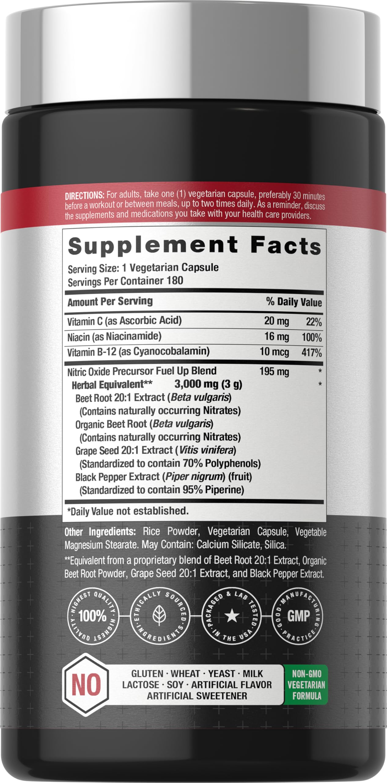 Horbäach Nitric Oxide Beet Root Capsules | 180 Count — Amazon image 2