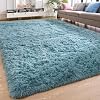 YJ.GWL Area Rugs for Living Room Bedroom, 4x6 Machine Washable Large Teal Carpet, Soft Fluffy Shaggy Thick Big Shag Indoor Floor Rug for Kids Boy and Girls Room Dorm Home Decor Aesthetic