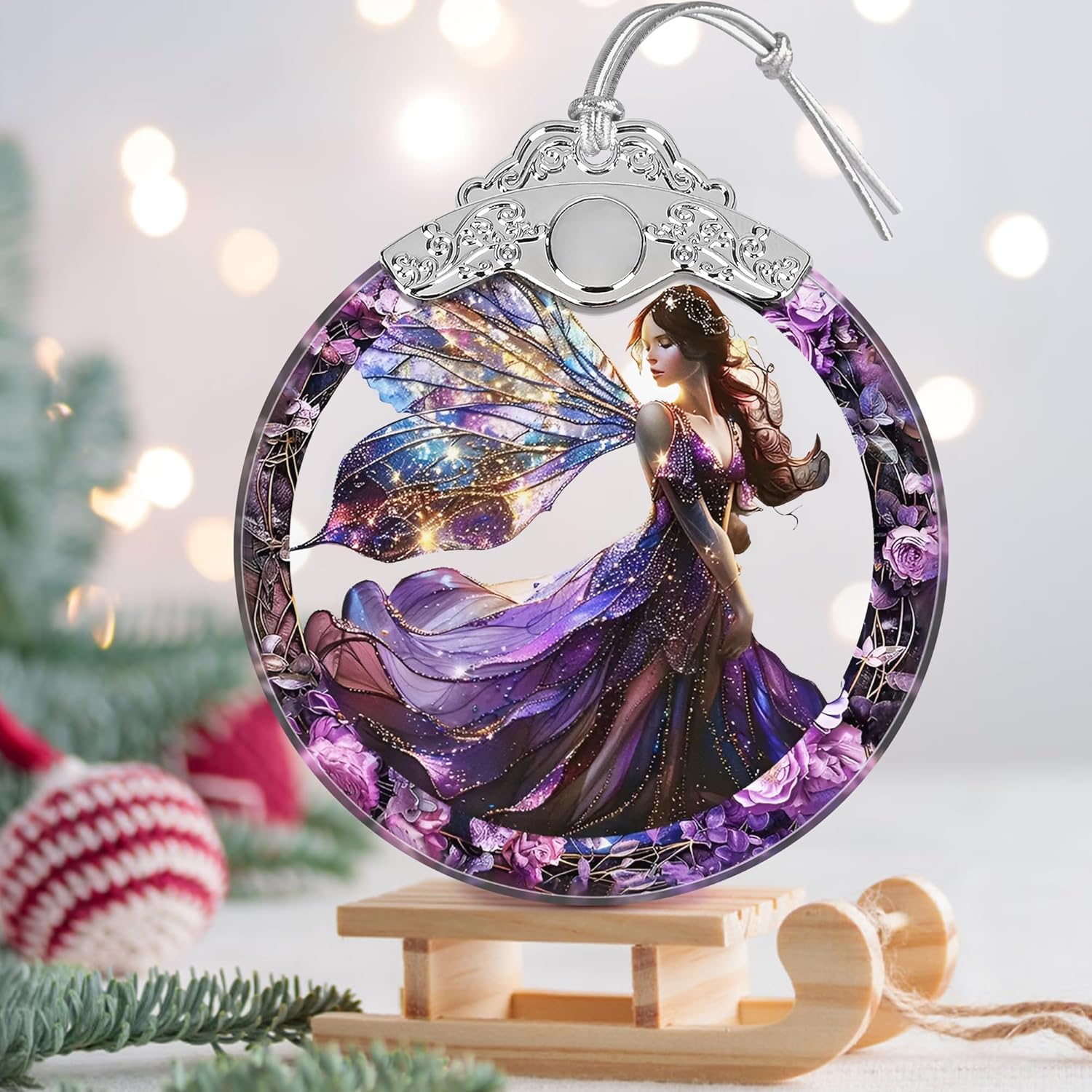 Christmas Stained Glass Fairy Ornament - Home Decor - Holiday Present Ideas - Gift Exchange - Beauteous Fairy - Image 3