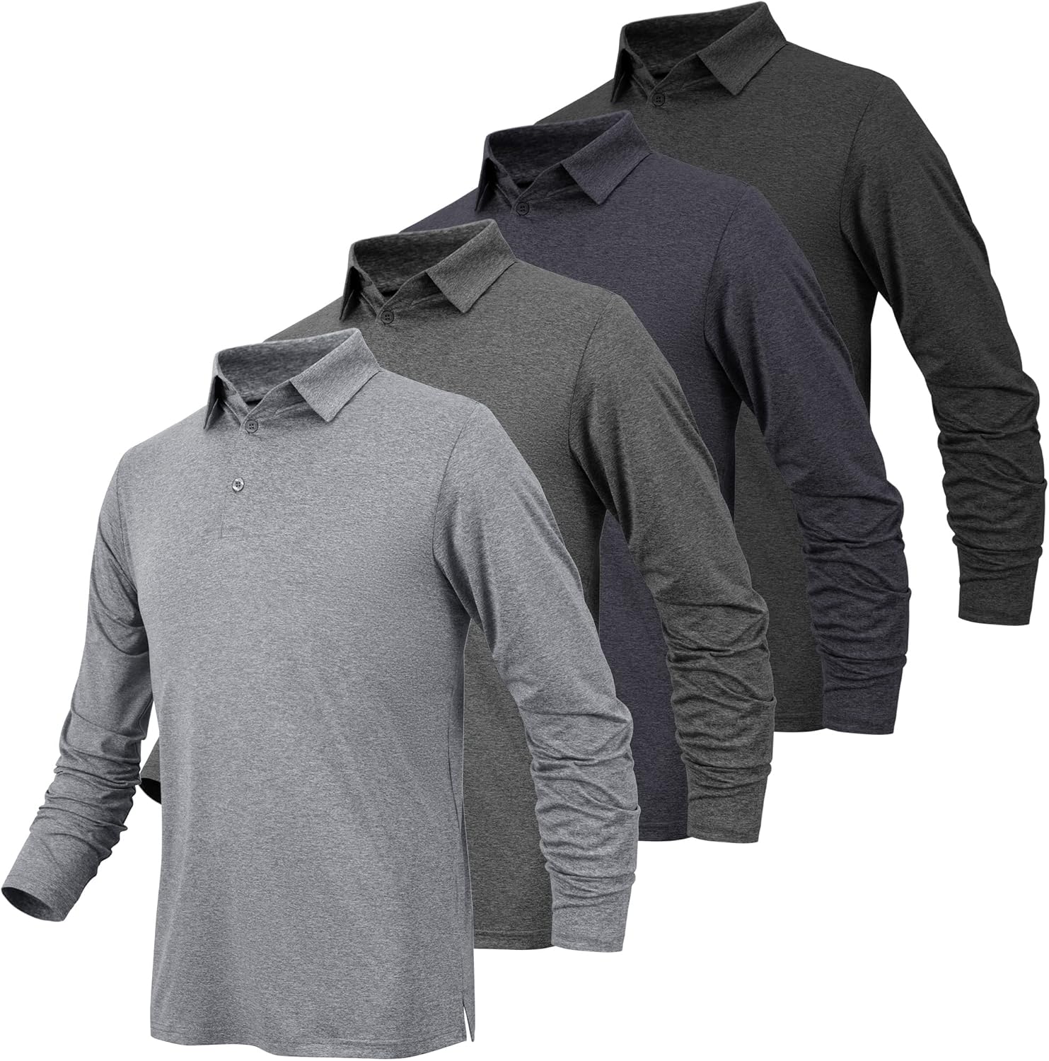 BALENNZ Long Sleeve Polo Shirts for Men Moisture Wicking Mens Long Sleeve Polo Shirts Quick Dry Golf Polos for Men