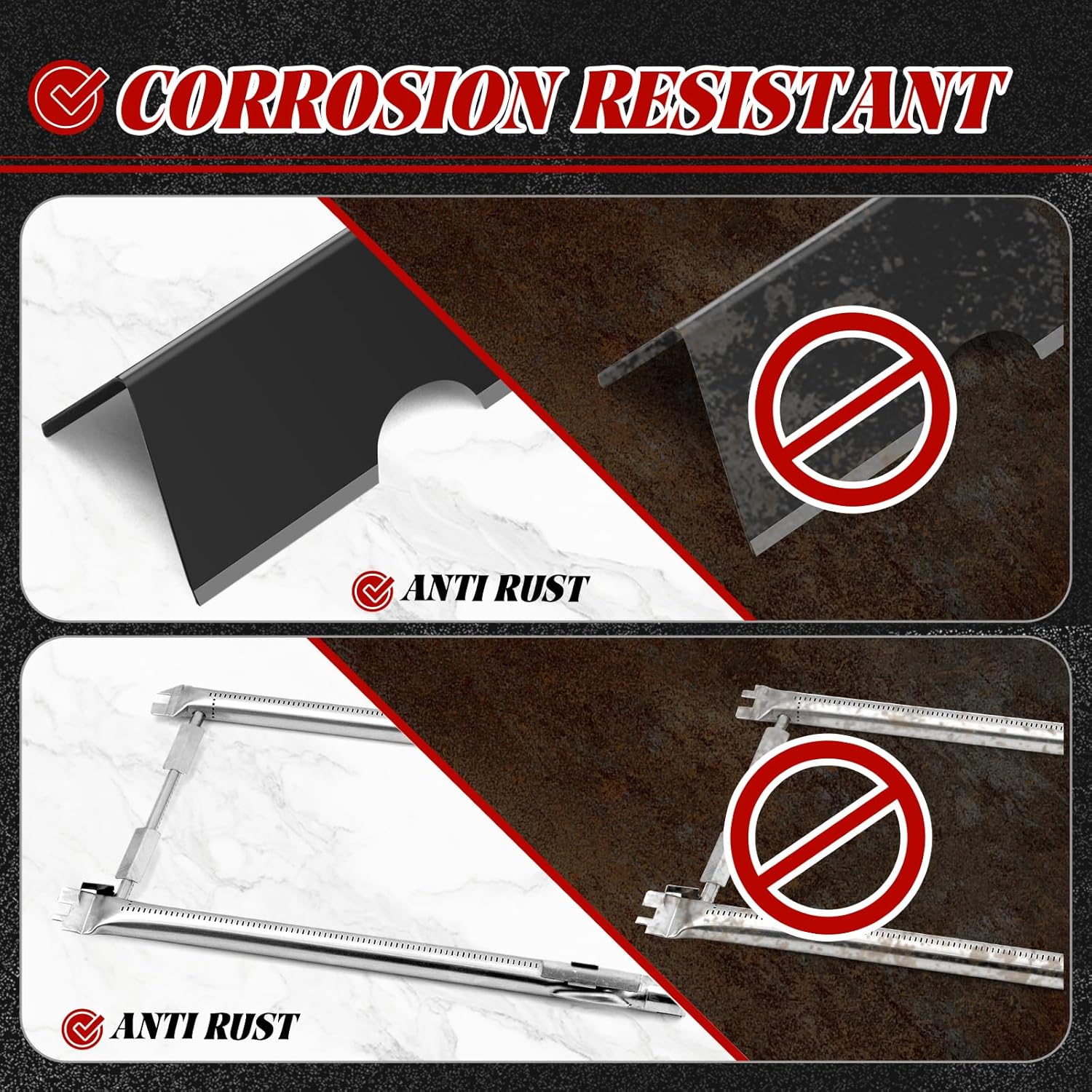 Grill Parts Replacement for Weber Spirit, 7635 Flavor Bars and 69785 Grill Burner Tubes 7637 Grill Grate for Weber Spirit I & II 200 with Front Control, Spirit E210, E220, S210, S220