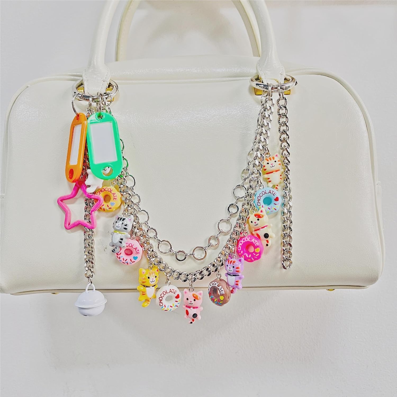 QTMY Cute Doughnut Cat Chain Bag Charms for Handbag Purse Backpack Accessories for Bogg Bag Keychain,673 - Image 6