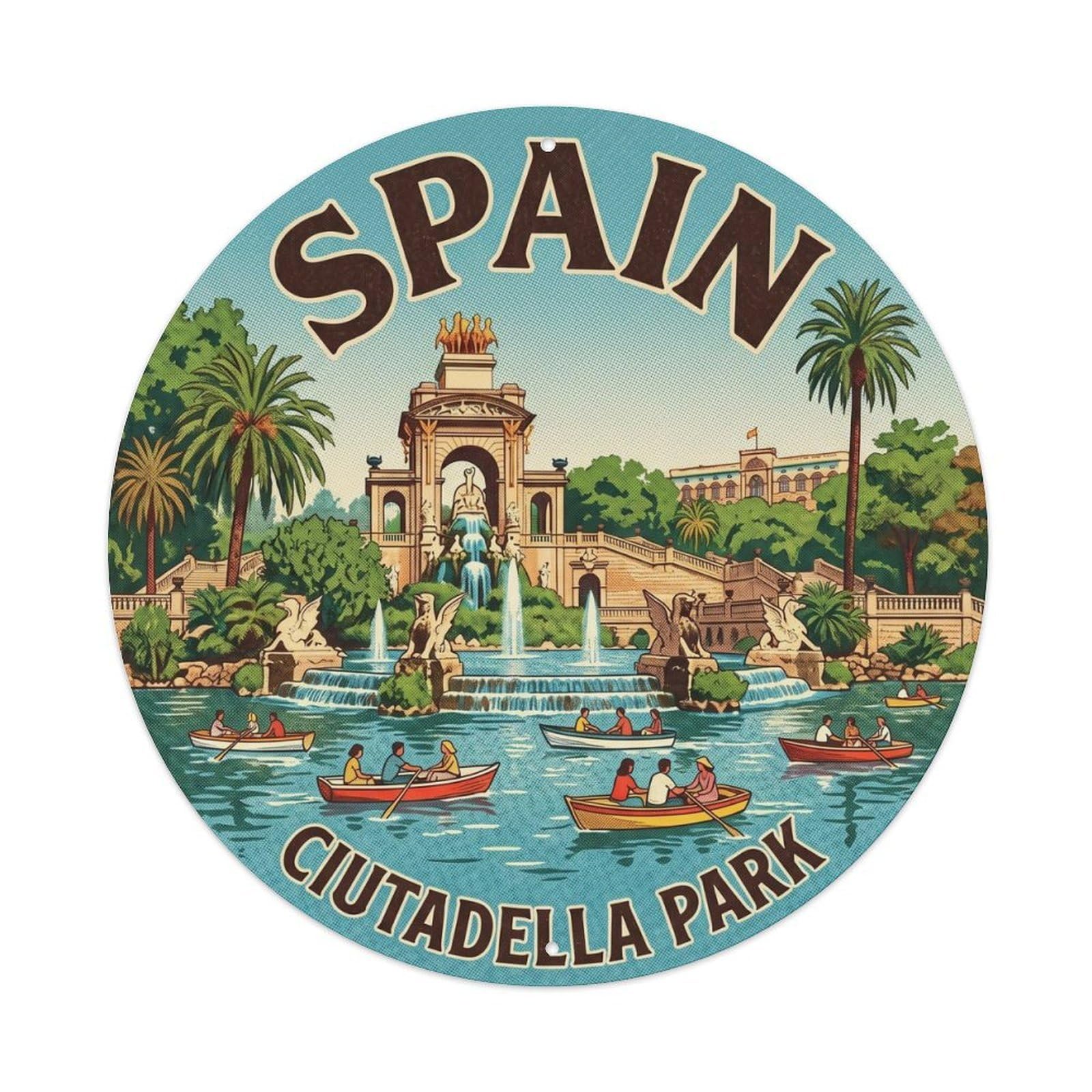 Barcelona Ciutadella Park Spain Landmark Travel Metal Tin Sign