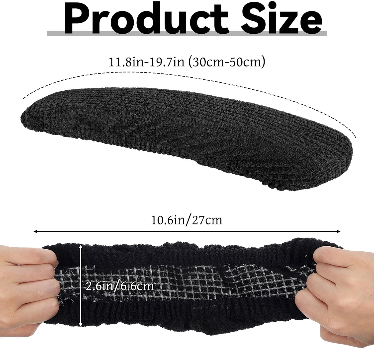 2Pcs Office Chair Armrest Covers, Removable Chair Arm Covers Stretch Armrest Protectors Universal Elastic Band Short Computer Chairs Arm Cover for Desk Chairs Black