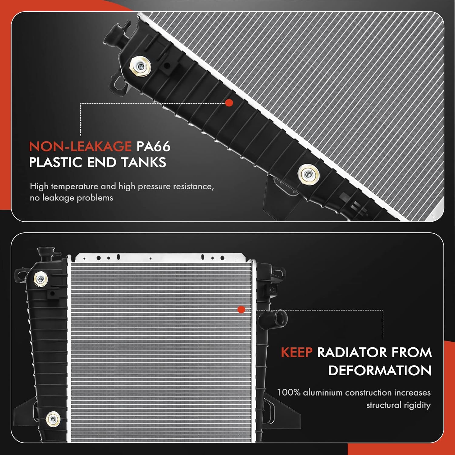 A-Premium Engine Coolant Radiator Assembly with Transmission Oil Cooler Compatible with Ford Ranger & Mazda B3000 B4000, 1995 1996 1997, 3.0L 4.0L, 1 Row Core, Replace# 1722