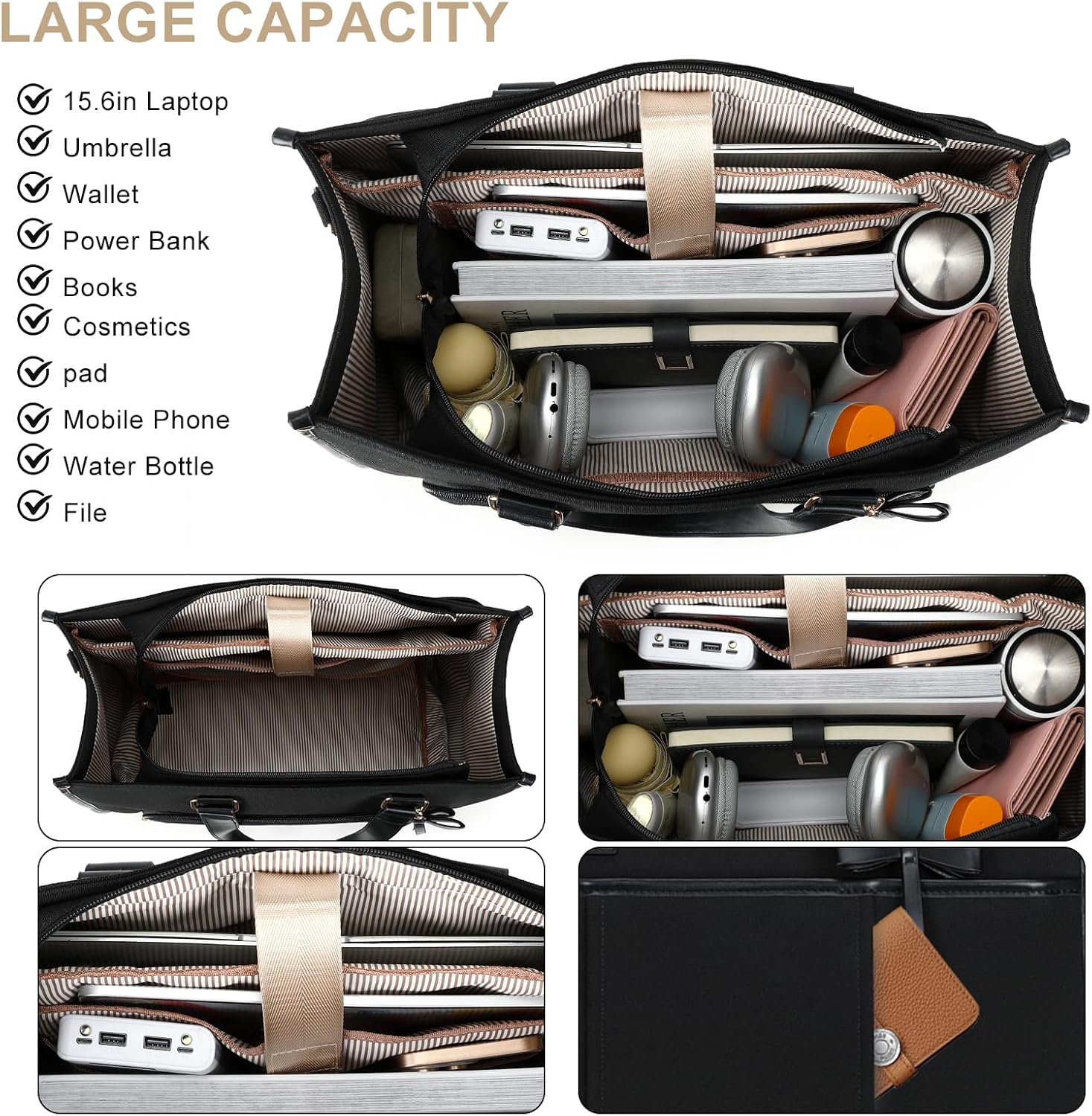 CAMTOP Lunch Tote Bag for Women,15.6 Inch Laptop Work Bag with Insulated Lunch Compartment,Water Resistant