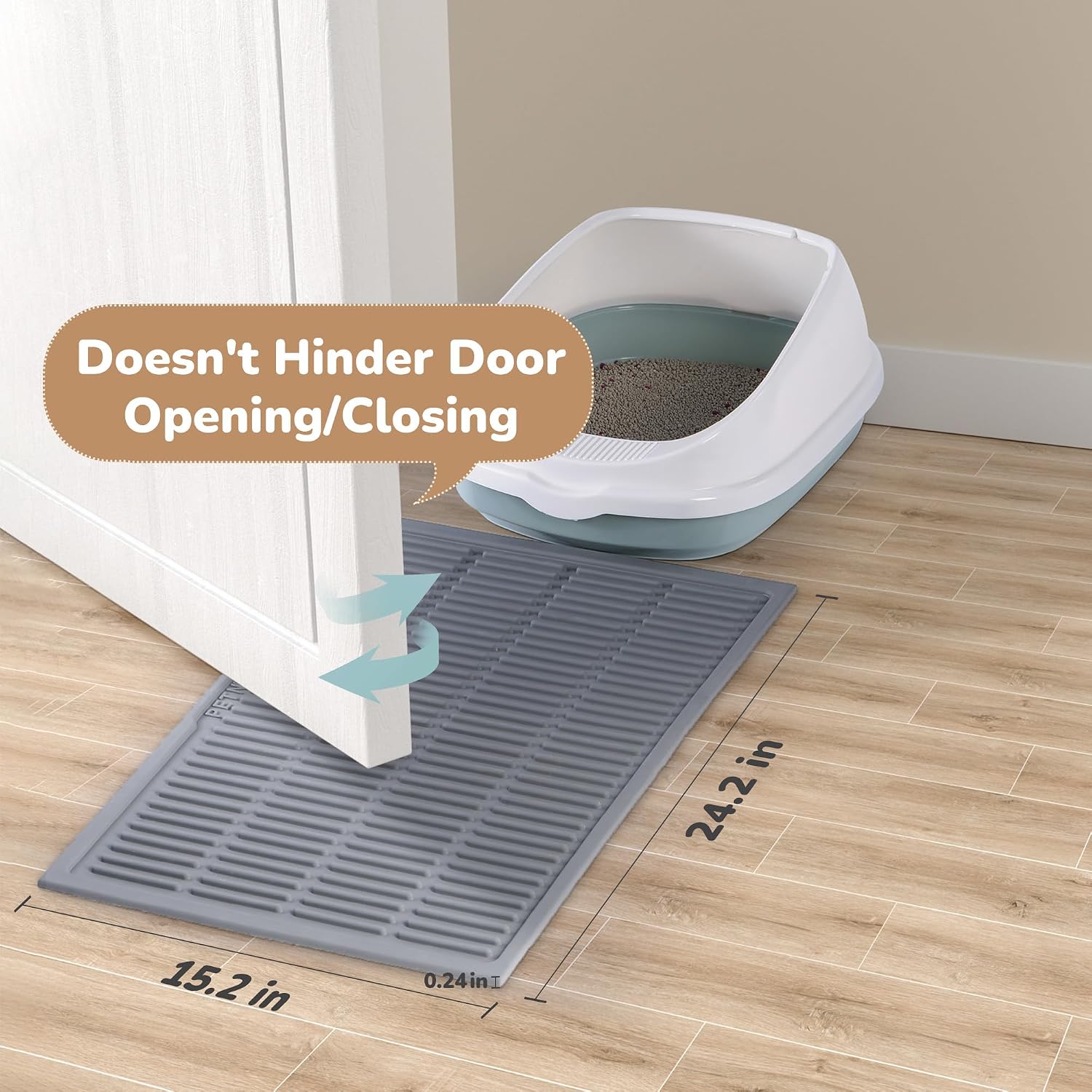 Rubber Litter Mat V1.0 (Grey, 25 x 15" (Pack of 2))
