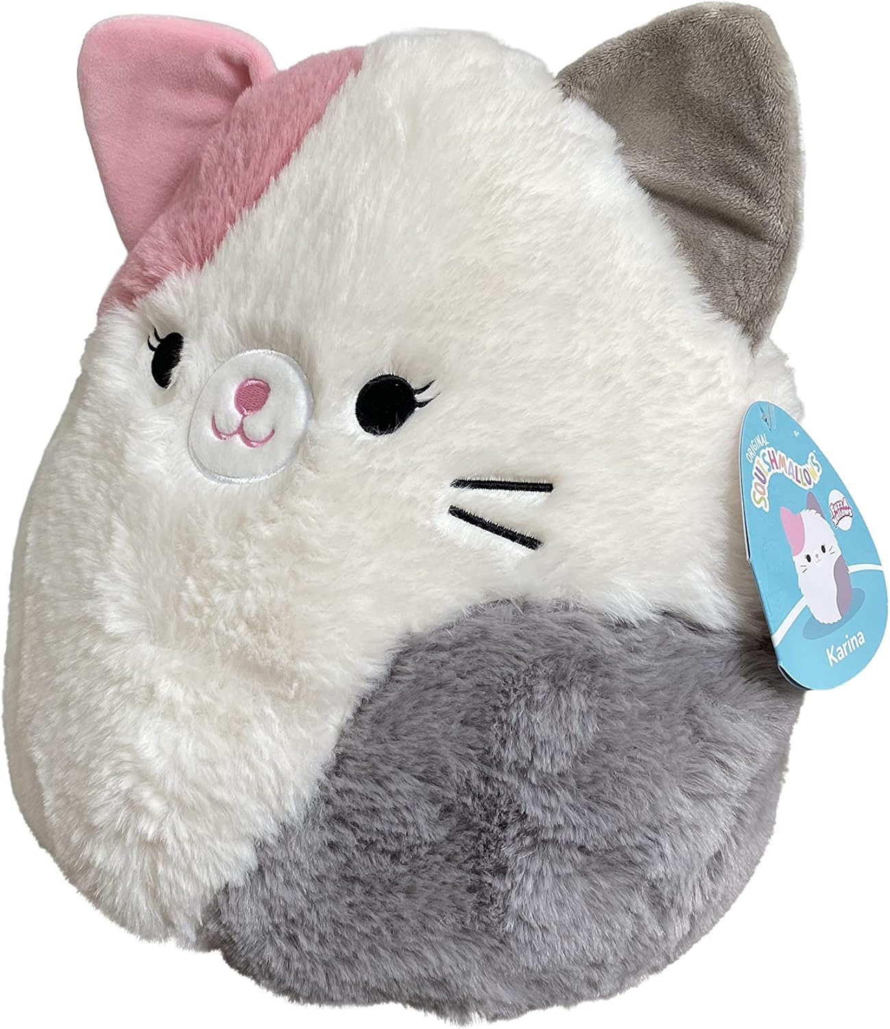 Squishmallows Official Kellytoy Squishy Soft Plush Toy Animal (12 Inch Fuzz-A-Mallows, Karina The Fuzzy Cat)