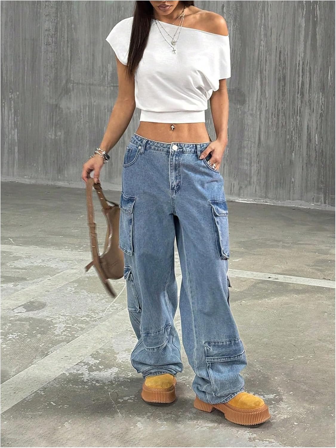 Women's Off The Shoulder Tops Cap Sleeve Tight Hem Cropped T Shirts Y2K Summer Clothes - Image 5