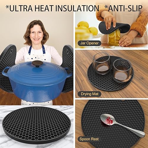 Miniatura 5 de Salvamanteles de silicona ultra gruesos de 0.315 in para platos calientes, ollas y sartenes, alfombrillas de silicona para proteger la mesa,