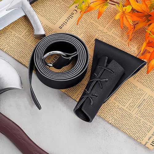 Miniatura 5 de Cinturón medieval renacentista con espada de daga y rana de cuero, funda de espada para Halloween, disfraz de guerrero vikingo, disfraz de caballero