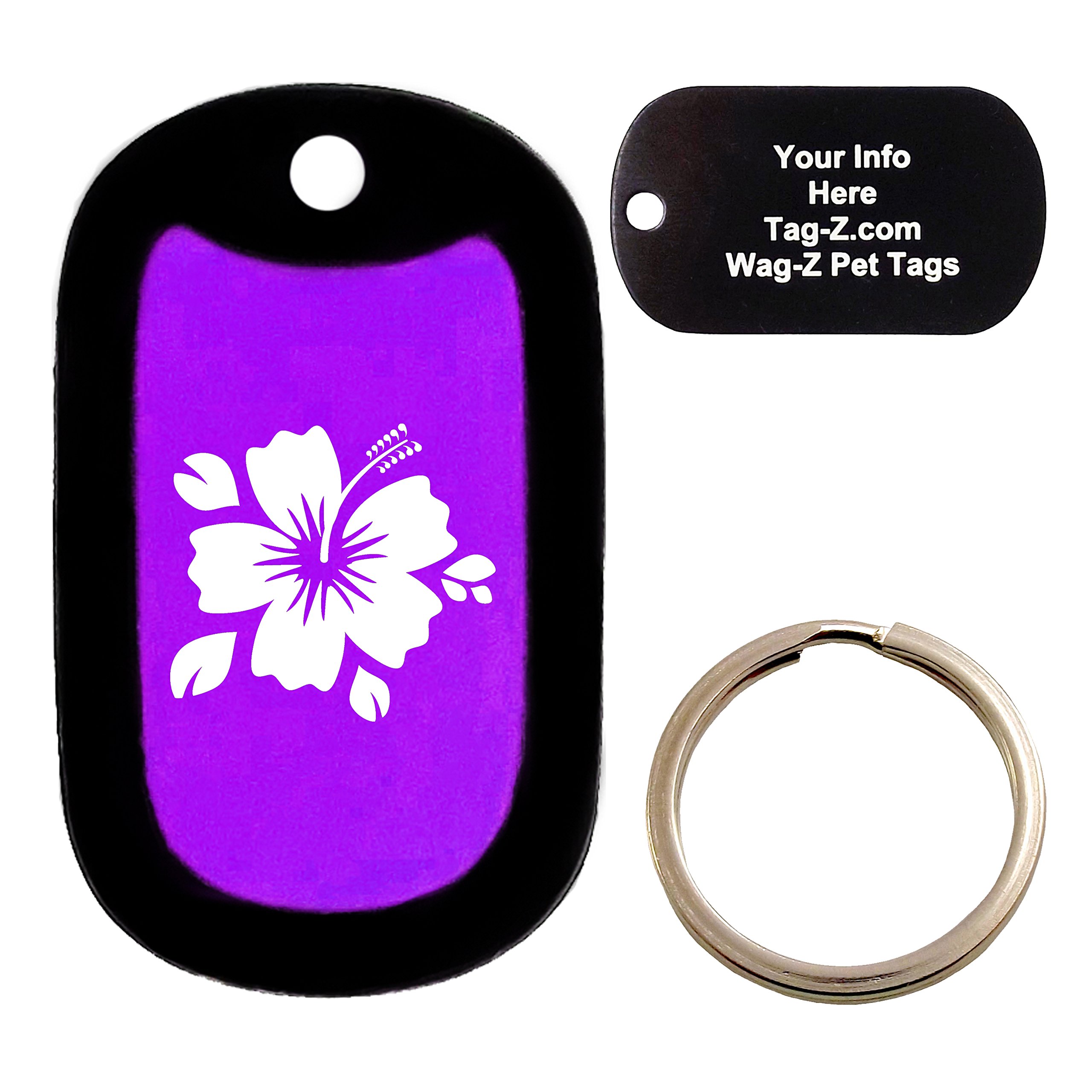 Tag-Z Custom Engraved Pet Tag - Hibiscus - Purple - Dog Tag - Wag-Z