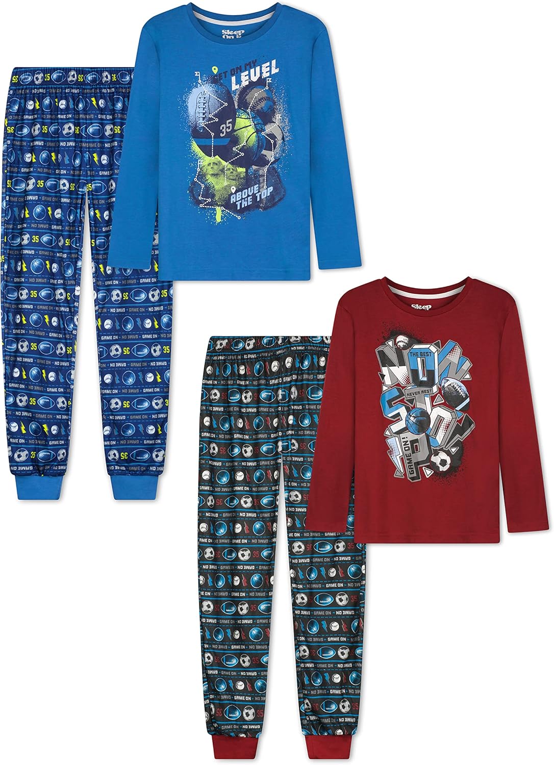 Sleep On It Boys Pajama Pant Set Long-Sleeve Shirts and Pajama Pants Kids Sleepwear With Fun Prints & Comfortable Fit