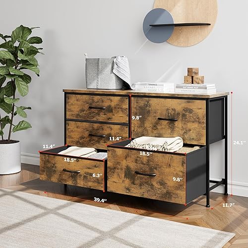 Miniatura 18 de Nicehill Cómoda para dormitorio con 5 cajones, organizador de cajones de almacenamiento, cómoda ancha para armario, ropa, niños, guardería, soporte