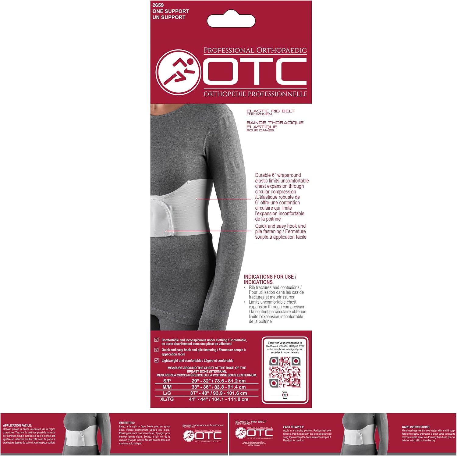 OTC Rib Belt for Women, 6-Inch Elastic Chest Panel, Universally Adjustable