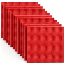Classic Baseplates for Lego 12pcs, 10" x 10" Building Brick Base Plates 32x32 Stud, 100% Compatible with All Major Brands Baseplates for Building - Red
