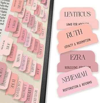 90 Christian Bible Tabs for Women & Teen Girls - Blush Pink | Quality Adhesive, Tear-Resistant, Large Print and Laminated Labels, Assorted Colors