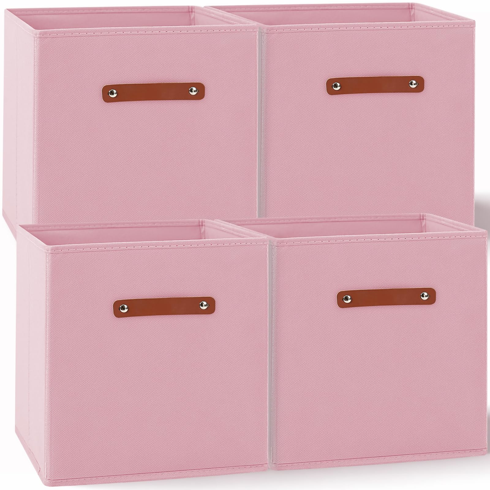 Amazing Tour 4 PCS Cube Storage Boxes 27x27x27 Pink,Foldable Fabric with Handles Collapsible for Home Office Nursery Organiser - Clothes Basket Containers — image 1