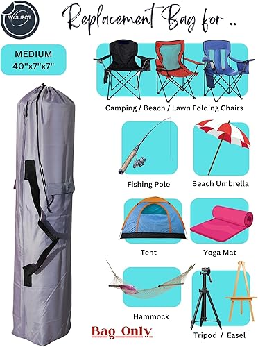 Miniatura 5 de Bolsa de repuesto de 40 x 7 x 7 pulgadas (gris, M) para silla de campamento plegable, sillas de campamento, hamaca, tapete de yoga, silla de playa,