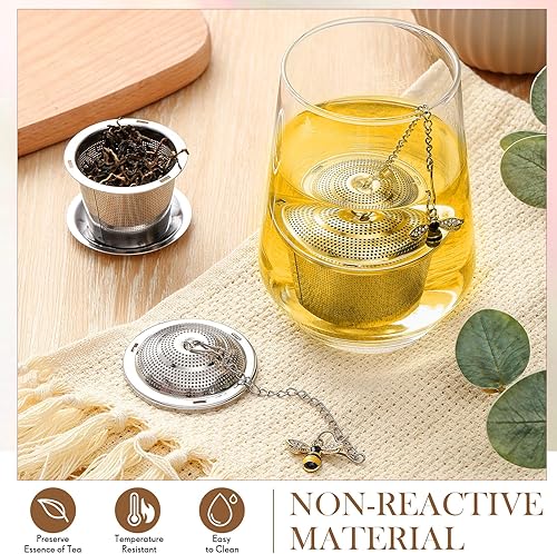 Miniatura 4 de 3 juegos de infusores de té para hojas de té sueltas más empinadas, infusores de bolas de té de acero inoxidable con bandejas de goteo y colgante de