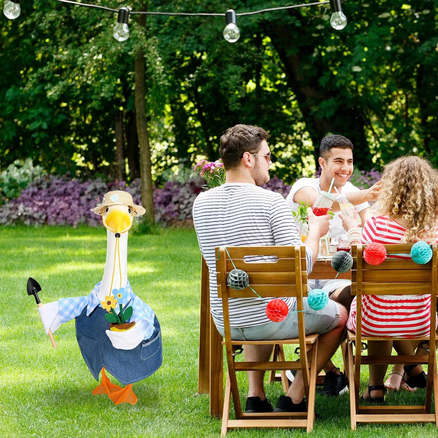 Gardener Porch Goose Outfits Spring Goose Outfit Cute Lawn Porch Goose Clothes Fits 23" Cement Plastic Goose Statue for Outdoor Garden Yard Patio Art Decor (Style3) - Image 7