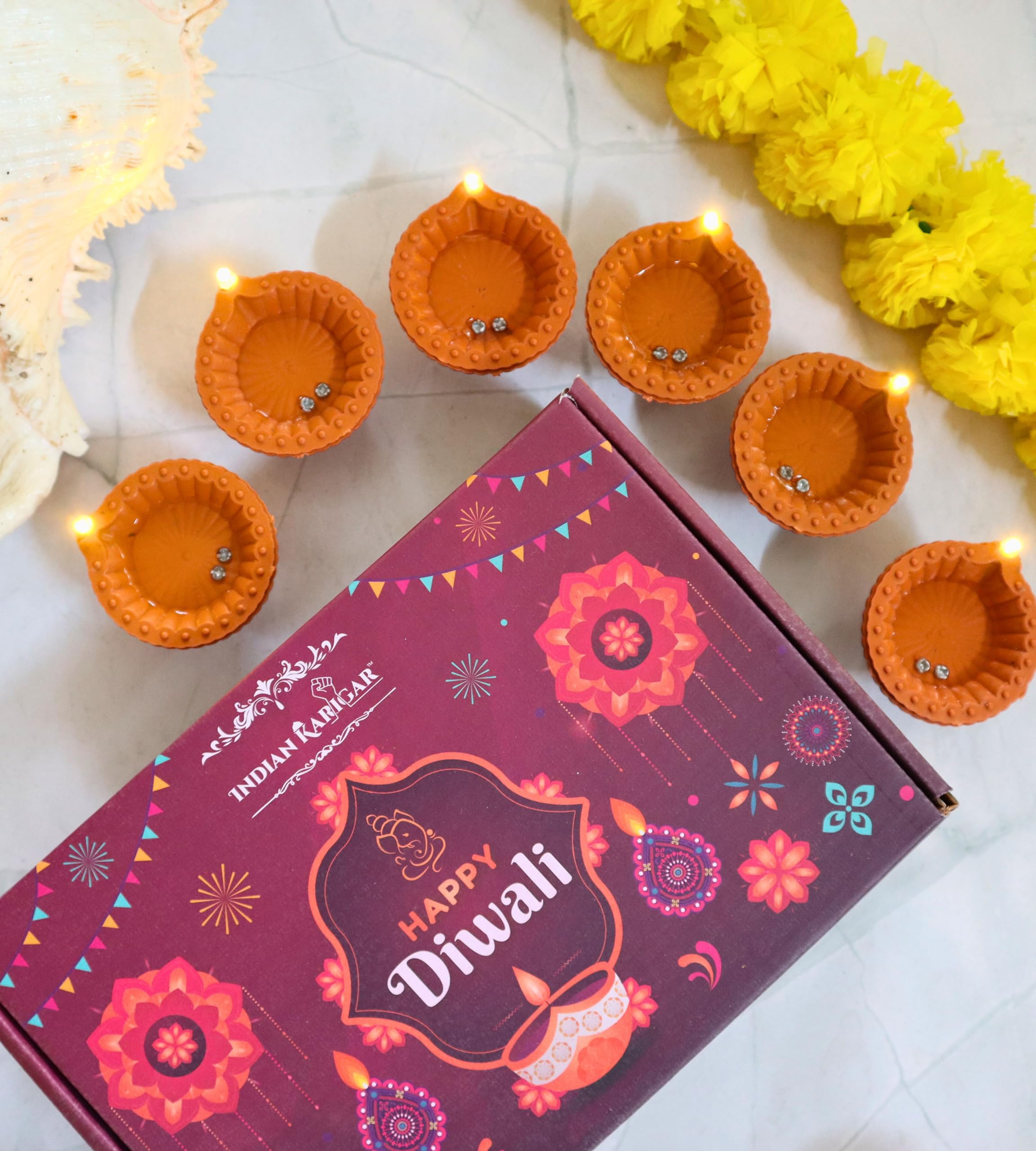 Indian Karigar 6pcs Water Sensor Diyas for Diwali Decoration Items for Home Decor Water Diyas for Diwali Festival Water Sensor Diya for Diwali Diyas for Decoration Diwali Gifts Diwali Diya (6)