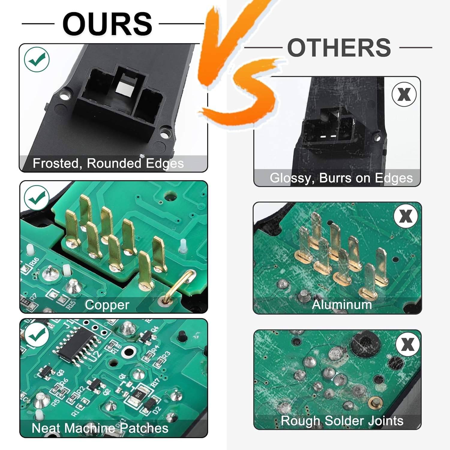 Power Window Switch No.35760TA0A21 for Honda Accord 2008-2012 Front Right Passenger Side Window Control Switch Black