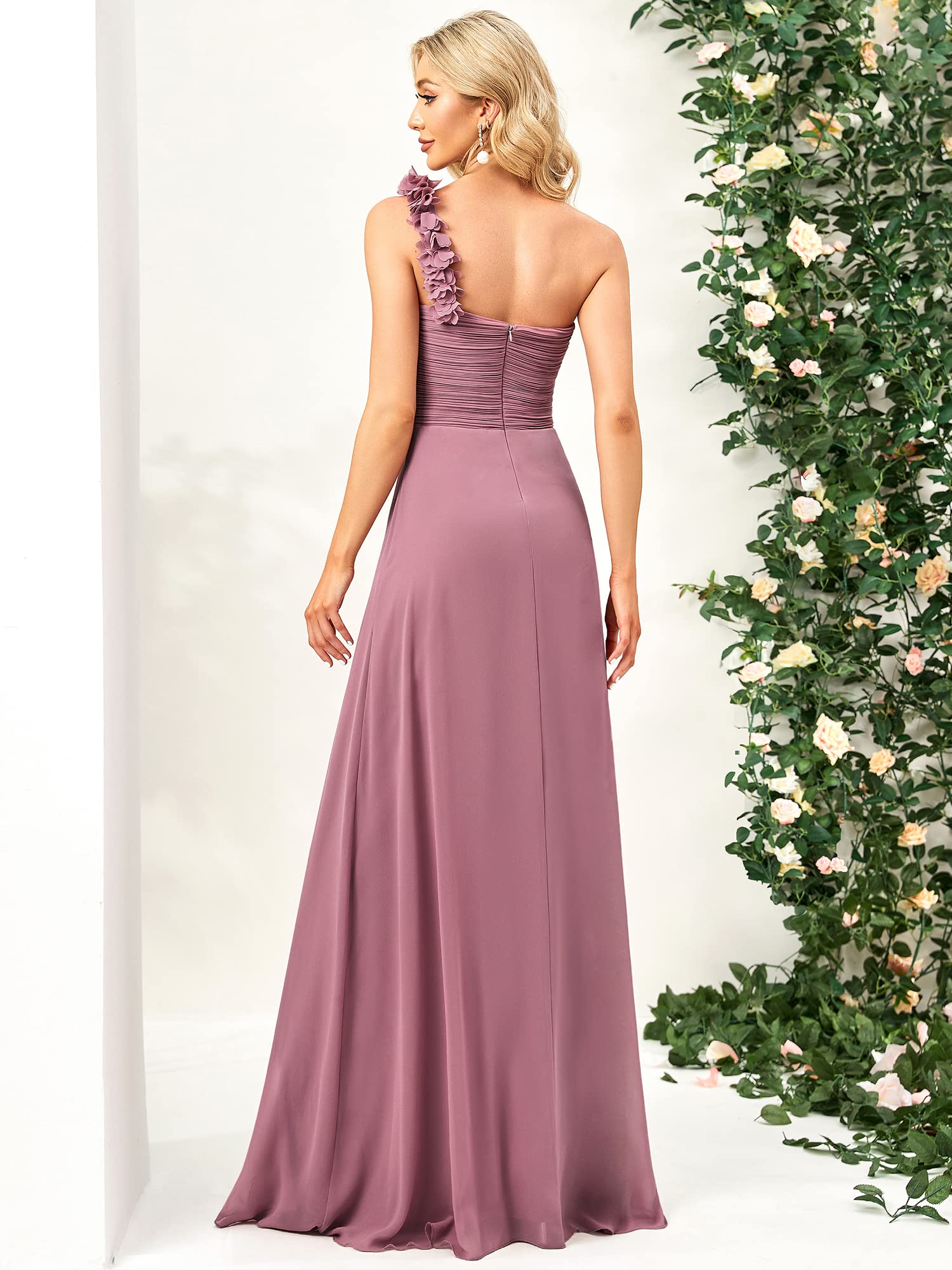 Ever-Pretty Vestito da Cerimonia Donna Una Spalla Chiffon Linea ad A Stile Impero Lungo 09768
