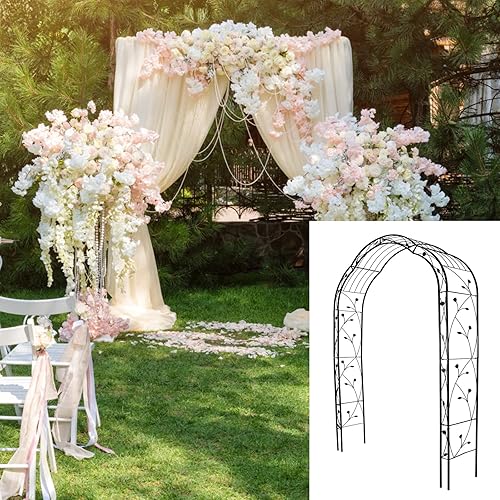 Miniatura 8 de Árbol de durazno de 2 lados para jardín de metal para exteriores, 8 pies 10 pulgadas de alto x 4 pies 11 pulgadas de ancho, enrejado negro, varias