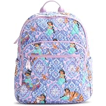 Vera Bradley Women's Disney Premium Cotton Bancroft Backpack 15" Laptop Sleeve Jasmine Intricate Medallions, 24L
