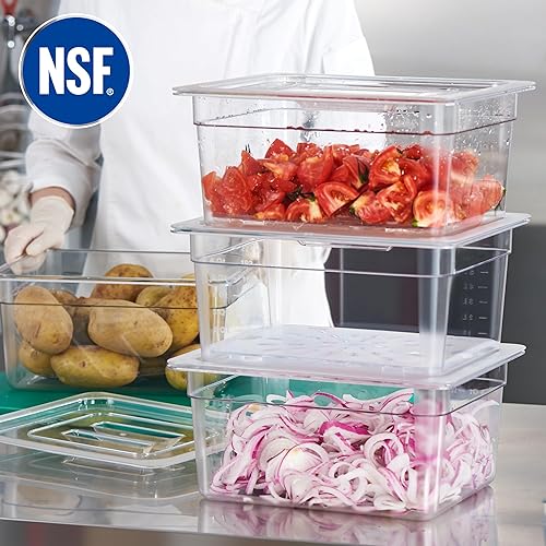 Vista 36 de CURTA Paquete de 6 bandejas de comida NSF, tamaño 1/6 de 2 1/2 pulgadas de profundidad, plástico de policarbonato comercial transparente apto