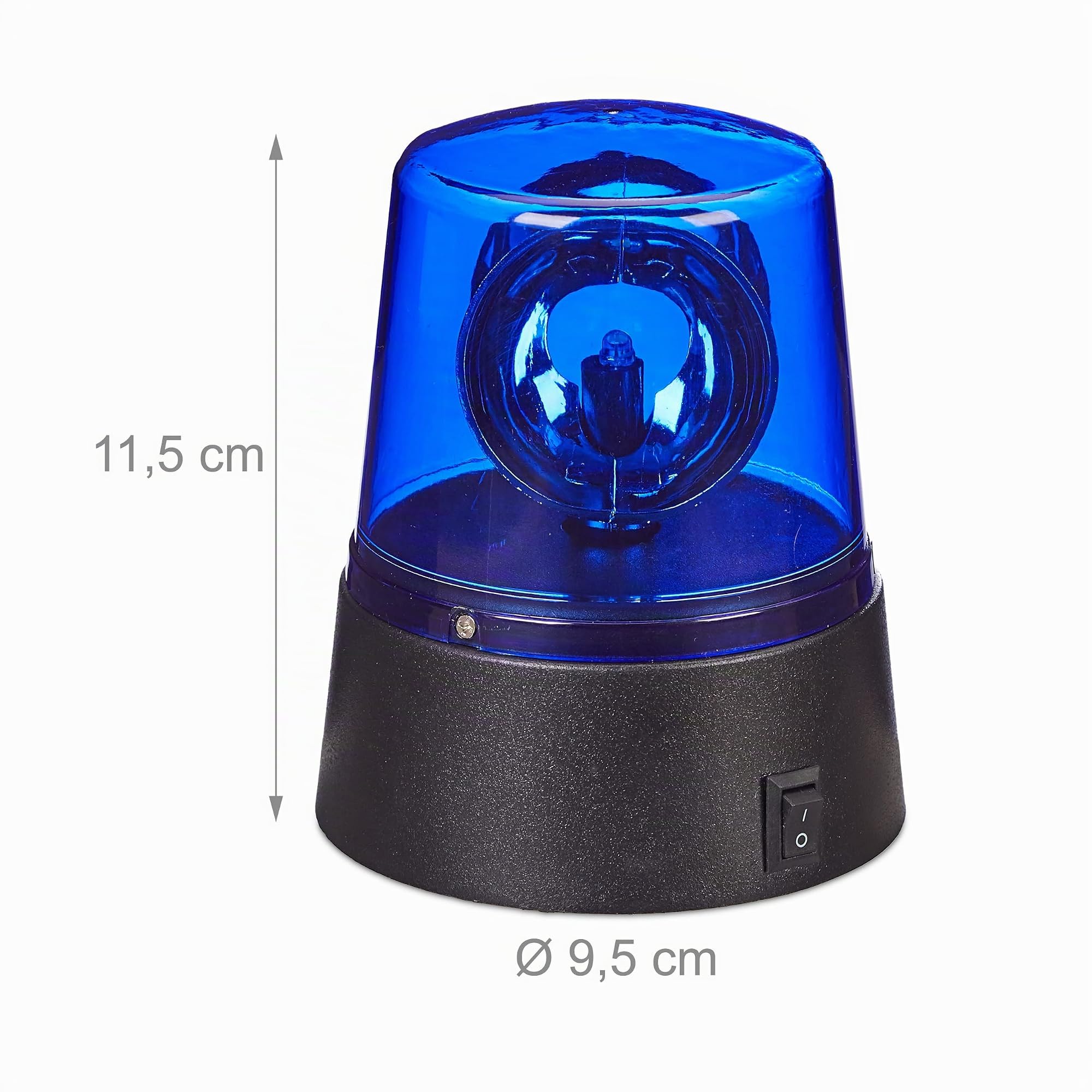 Relaxdays Sirena Party, LED Lampeggiante Blu con Riflettore Girevole a Batteria, Senza Fili, Decorazione Festa, Blu