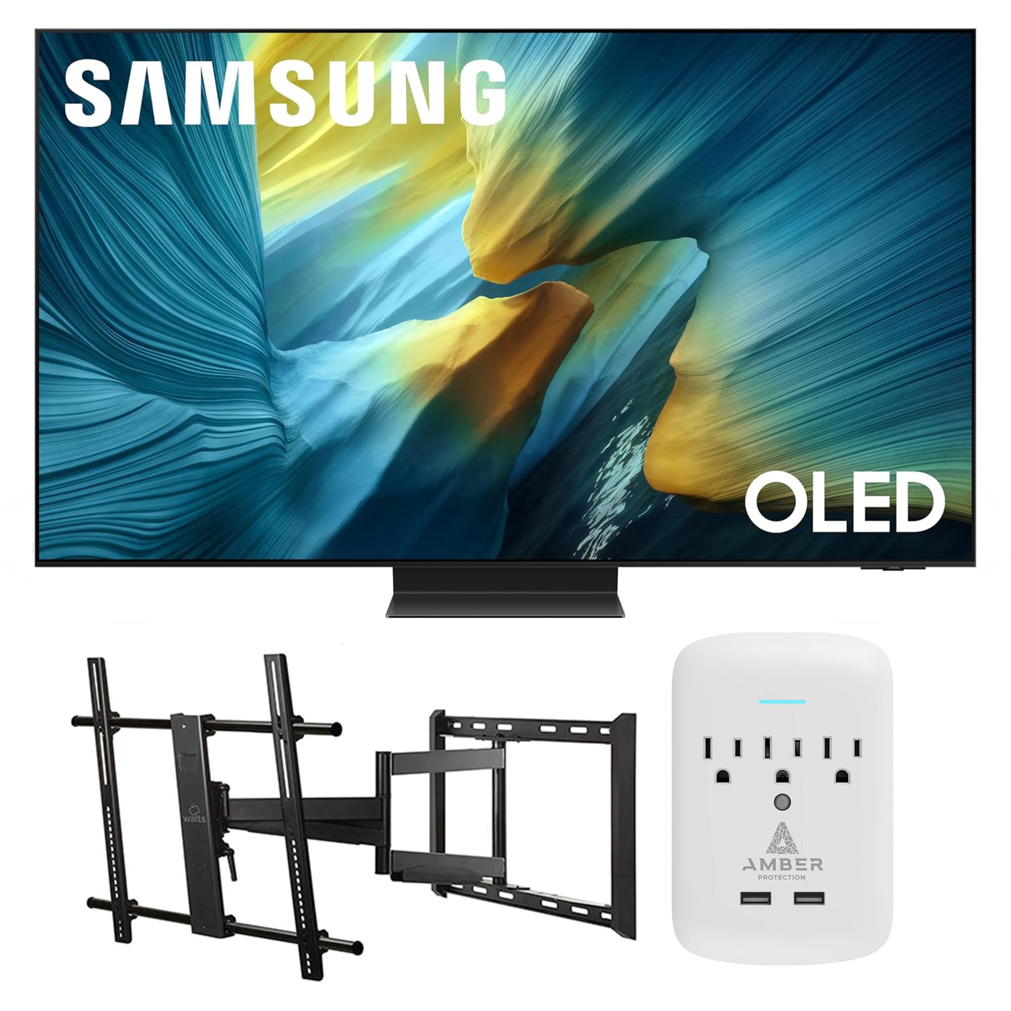 Samsung QN55S95FAFXZA 55 Inch OLED HDR Pro 4K Smart TV with a Walts Large/Extra Large Full Motion Mount for 43