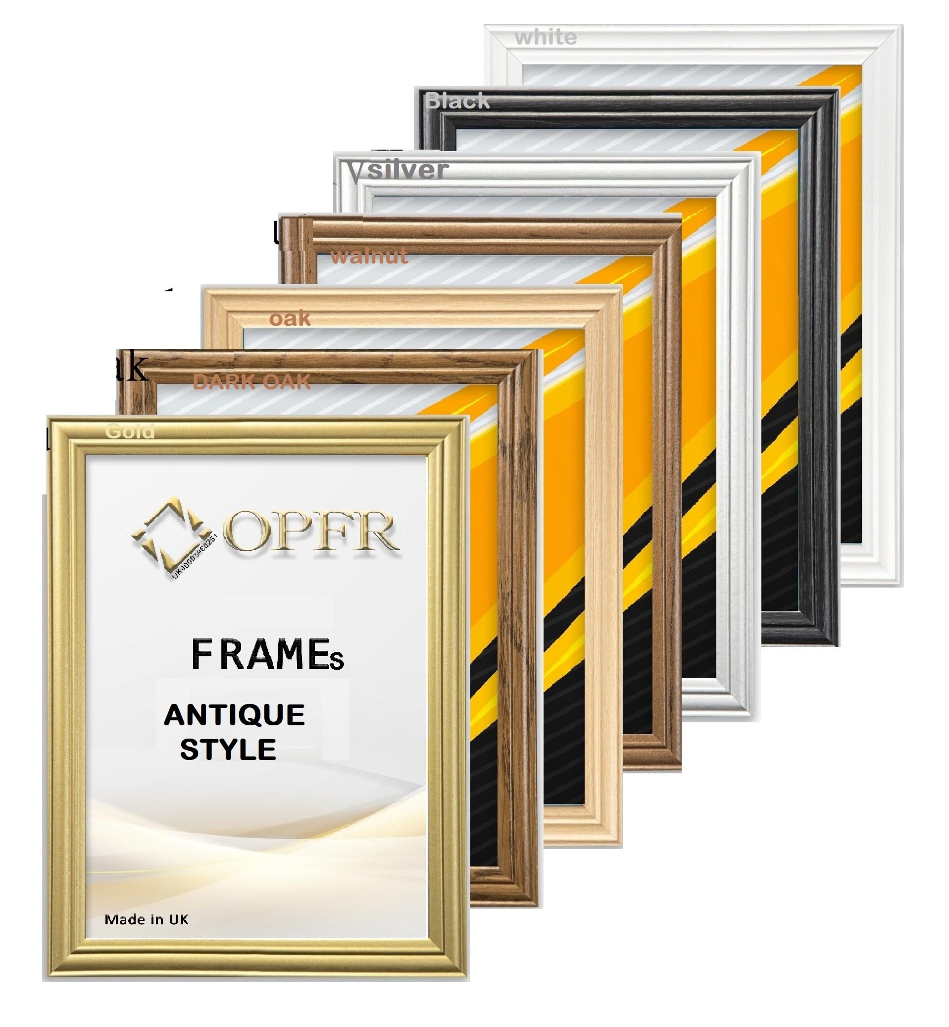 Antique Style Poster Frame Picture Frame Black, White, Light Oak, Dark Oak, Walnut, Gold, (Black, A2,59.4X42cm, Framed)