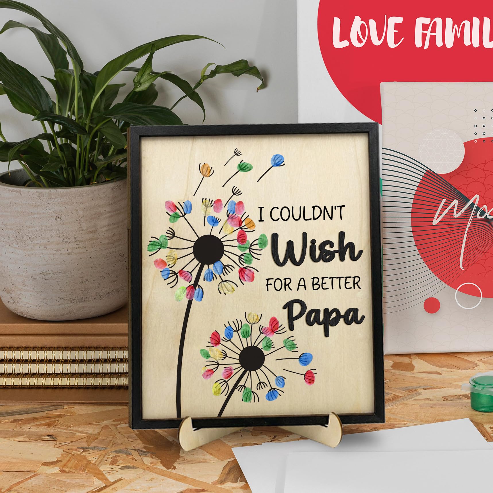 FONDCANYON Kit per impronte di mani per la festa del papà, regalo di compleanno da parte dei nipoti, kit fai da te con colori acrilici, regalo per nonno, 20,3 x 25,4 cm