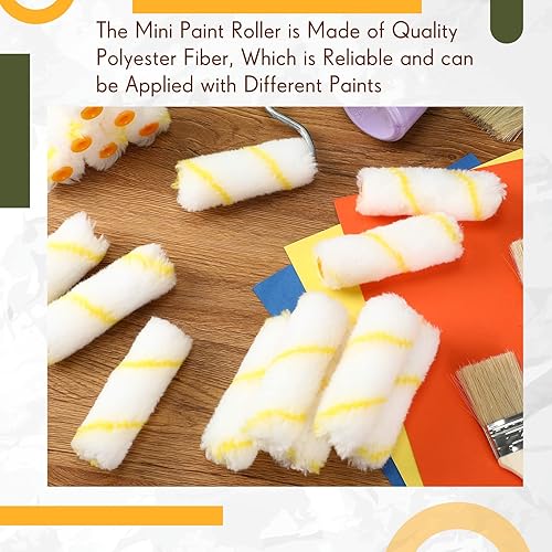 Miniatura 4 de 200 piezas de rodillos de pintura de 4 pulgadas, 12 pulgadas, mini rodillos de pintura para siestas de microfibra, suministros de pintura para el